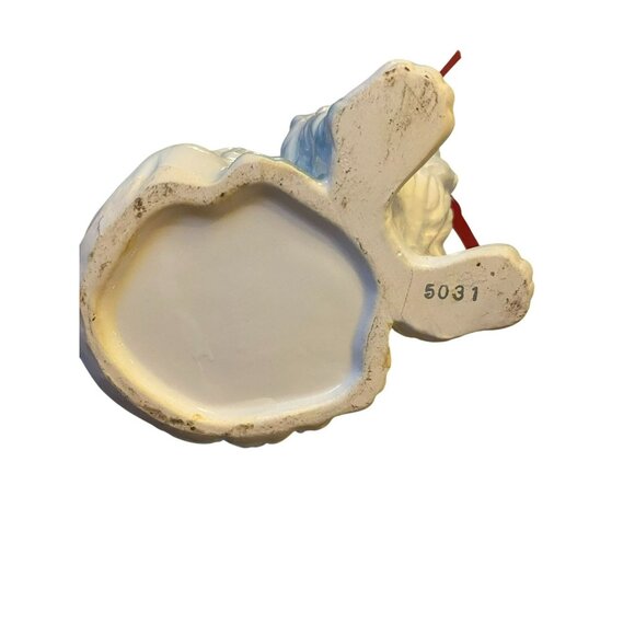 Vintage MCM White Ceramic Cat Planter With Red Ribbon Bow - Picture 6 of 6